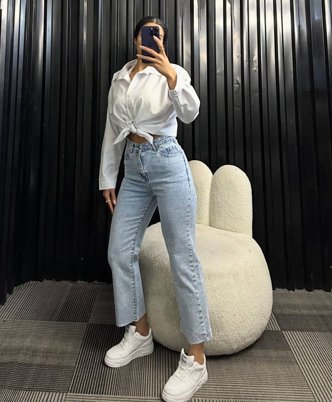 شلوار واید استریت پایین کات نخی