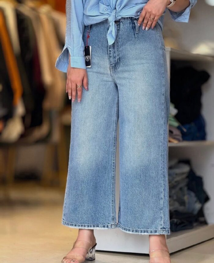 واید لگ جین کمر سرخود