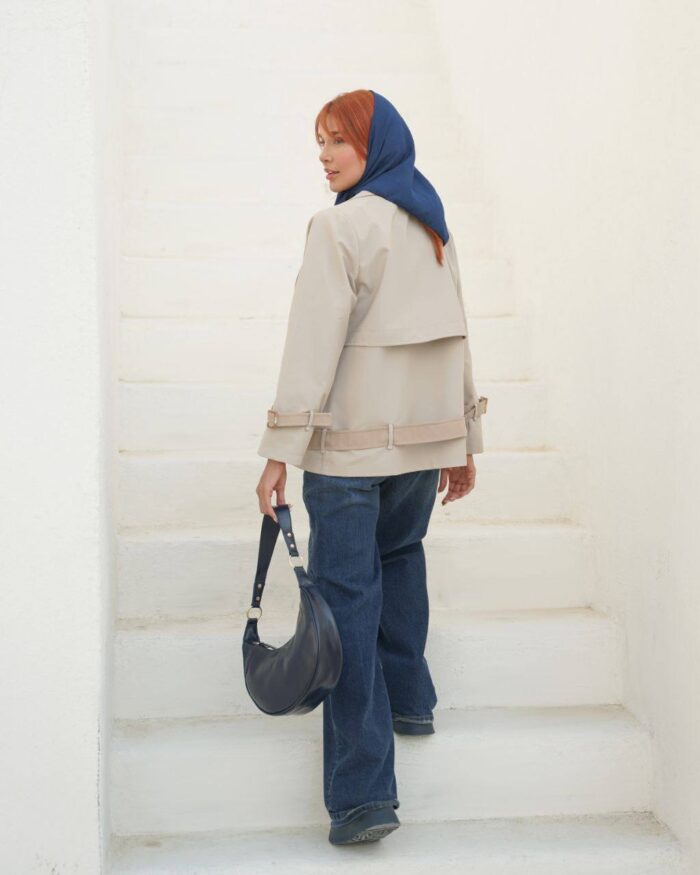 بارانی ترکیبی پایین کمر