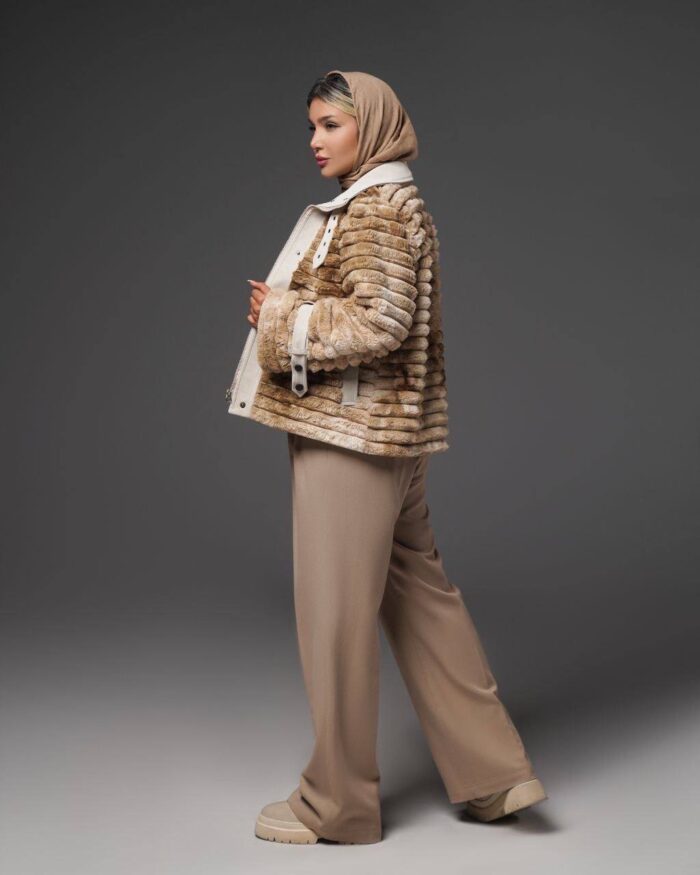 پالتو ترکیبی پوست و چرم