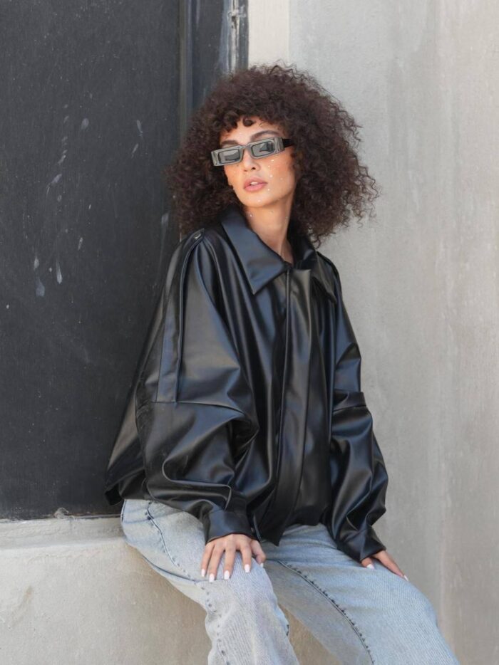 کاپشن چرم بامبر جکت