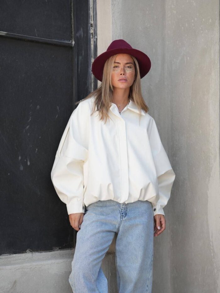 کاپشن چرم بامبر جکت